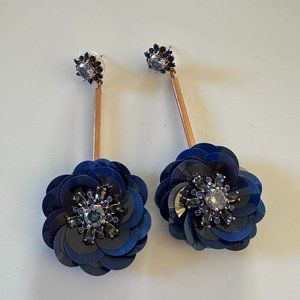 Kate Spade Snowy Nights Sequin Linear Statement Earrings Navy Multi